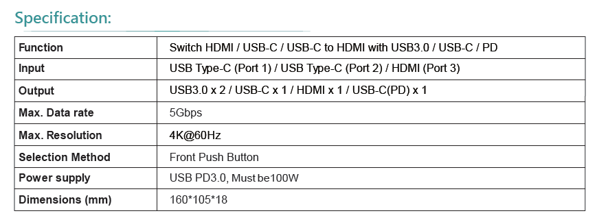 KCD305 HDMI/USB-C/USB-C to HDMI Video Switch Docking(图1)