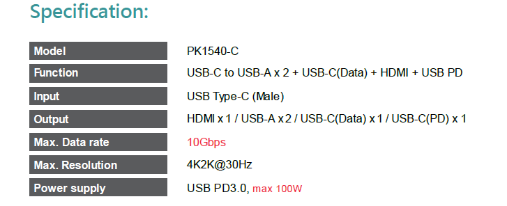 Gen2 10G,1 Port BC,USB-C 5 in 1 Docking Station(图1)